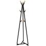 SONGMICS Coat Rack Stand, Coat Tree, Hall Tree Free Standing, with 9 Beech Wood Hooks, for Clothes, Hat, Bag, Black, Natural Grain URCR15BY