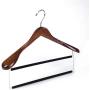 Quality Tow-Tone Wooden Suit Hangers with Velvet Pants Bar Smooth Finish Solid Wood Coat Hanger with 360° Swivel Hook - Camisole, Jacket, Pant, Dress Clothes Hangers (Retro - Wide Shoulder, 1)