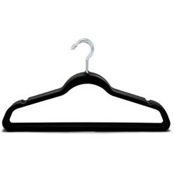 Sodynee Ultra Thin Non-Slip Velvet Clothes Hanger, Pack of 50, Black