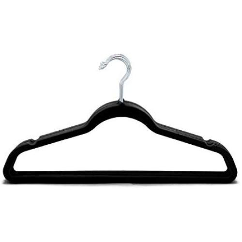 Sodynee Ultra Thin Non-Slip Velvet Clothes Hanger, Pack of 50, Black