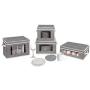 China Storage Boxes for Dinnerware,Tea Cups and Mugs with Lid and Handles, Primum Polyester fabric with Felt Plate Dividers,Set of 4 Grey