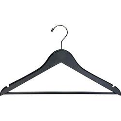 The Great American Hanger Company Black Wood Suit Hanger w/Solid Wood Bar, Boxes of 100 Space Saving 17 Inch Flat Wooden Hangers w/Chrome Swivel Hook & Notches for Shirt Dress or Pants