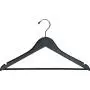 The Great American Hanger Company Black Wood Suit Hanger w/Solid Wood Bar, Boxes of 100 Space Saving 17 Inch Flat Wooden Hangers w/Chrome Swivel Hook & Notches for Shirt Dress or Pants