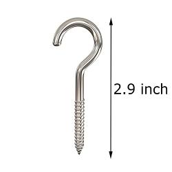 AxeSickle 3 Inch Heavy Duty Large Screw Hook Ceiling Hook Cup Hook Silver 20 Pcs