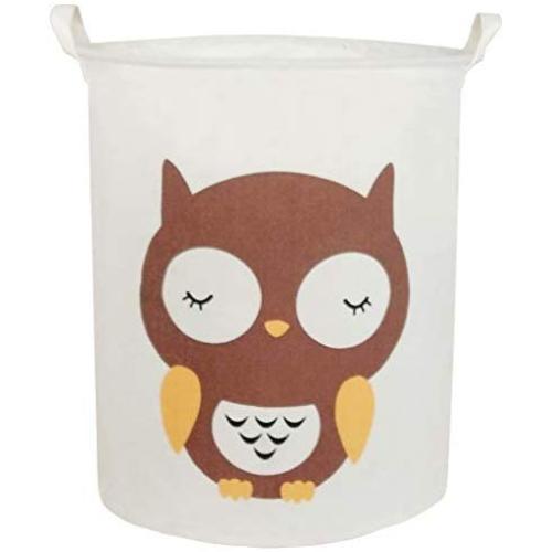 BOOHIT Cotton Fabric Storage Bin,Collapsible Laundry Basket-Waterproof Large Storage Baskets,Toy Organizer,Home Decor (Owl)