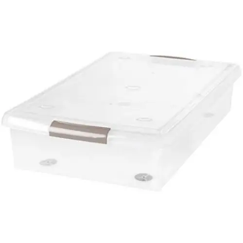 IRIS USA, Inc. 40 Quart Underbed Store and Slide Storage Box- Tan Handle, Clear, Large, IRIS USA, Inc. 40 Quart Underbed Store and Slide Storage Box- Tan Handle, Clear, Large,