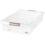 IRIS USA, Inc. 40 Quart Underbed Store and Slide Storage Box- Tan Handle, Clear, Large,