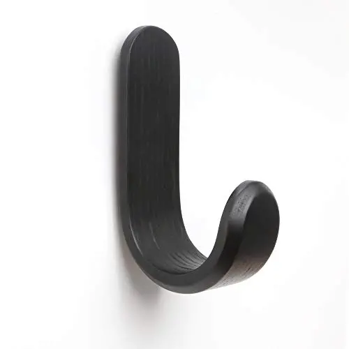 Curve J Hooks Wall Hooks Wood Hooks Coat Hooks for Wall Hallway Living Room Office Hanger Home Decor (Black)