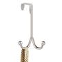 Over the Door Hook 13/8" Wide Door Stainless Steel Double Hook Over the Door Hanger Storage Organizer Rack for Coat, Hoodies, Hat, Scarve, Purse, Leashes, Bath Towel, Robe, Clothe -Towel Hook (Silver)