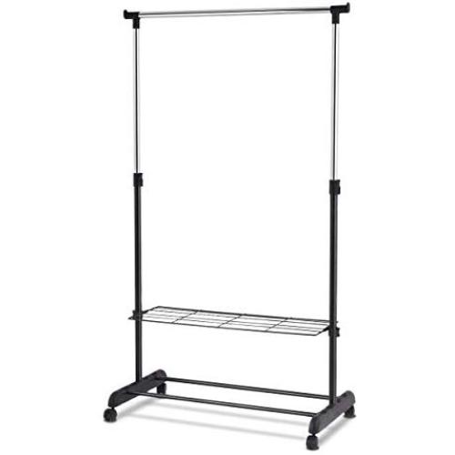 JF World Rolling Clothes Hanger with Height Adjustable Shoe Rack