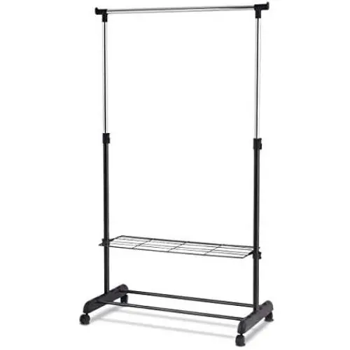 simplyUSAhello Rolling Clothes Hanger with Height Adjustable Shoe Rack simplyUSAhello Rolling Clothes Hanger with Height Adjustable Shoe Rack