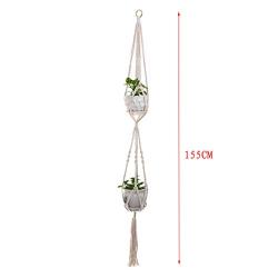 Flosky 3pcs/Set Macrame Plant Hanger Hanging Basket Flowerpot Holder Cotton Rope Home