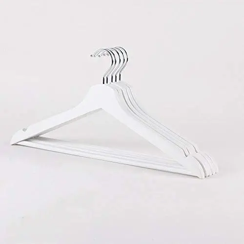 SAASNY Standard Hangers,(Pack of 20) Wooden Coat Clothes Hangers with Non Slip Trouser Bar-38cm (15&quot),Natural Wooden Hangers for Dress,Clothes,Coats,Jackets,Pants,Shirts