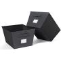 MAX Houser Fabric Cloth Storage Bins,Foldable Storage Cubes Organizer Baskets with Dual Handles for Home Bedroom Storage,Set of 6(Black)