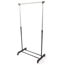 BUY JOY Rolling Clothes Rack Single Hanging Garment Bar Heavy Duty Hanger Adjustable