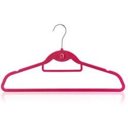 HANGERWORLD 20 Pink 18inch Flocked Velvet Non Slip Coat Clothes Garment Hangers Pants Bar Cascading Multi Hook