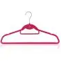 HANGERWORLD 20 Pink 18inch Flocked Velvet Non Slip Coat Clothes Garment Hangers Pants Bar Cascading Multi Hook