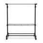 Shelf Folding Storage Laundry Drying Closet Holder Rack Stick Hanger Rolling Clothes