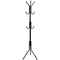Mind Reader Standing Metal Coat Rack Hat Hanger 11 Hook for Jacket, Purse, Scarf Rack, Umbrella Tree Stand, Black