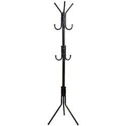 Mind Reader Standing Metal Coat Rack Hat Hanger 11 Hook for Jacket, Purse, Scarf Rack, Umbrella Tree Stand, Black