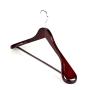 TOPIA HANGER Set of 6 Luxury Mahogany Wooden Coat Hangers, Premium Wood Suit Hangers, Glossy Finish with Extra-Wide Shoulder, Thicker Chrome Hooks & Anti-Slip Bar CT02M