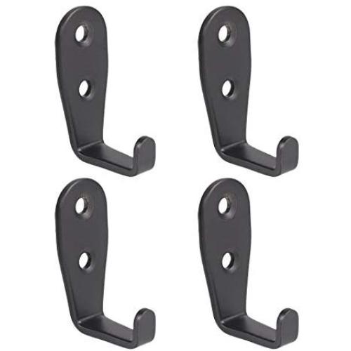 uxcell 4pcs Wall Hooks Metal Wall Mounted L Type Scarf Coat Prong Robe Hooks Clothes Hanger Holder Storage with Screws