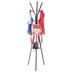 Metal Coat Rack Hat Stand Free Standing Display Hall Tree Hanger Garment Storage Holder with Shelves and 9 Hooks for Clothes Hats 19.7 x 19.7 x 68.5 Inches