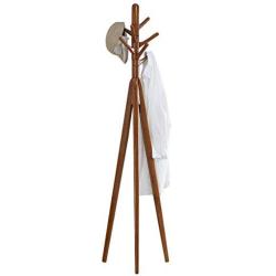 HLR-Coat Racks Free Standing Solid Wood Coat Rack Simple Bedroom Multifunction Hangers Rubber Wood Clothes Rack Easy Assembly Wood (Color : Brown)