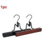 Clothes Hanger Closet Home Wardrobe Storage Hanging Non Slip No Trace Clip Type Trouser Skirts Drying Rack Hotel Solid Wood Space Saving(Light Wine Red)