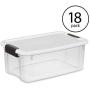 STERILITE 18 Quart Ultra Latch Storage Boxes with White Lid & Clear Base,18 Pack