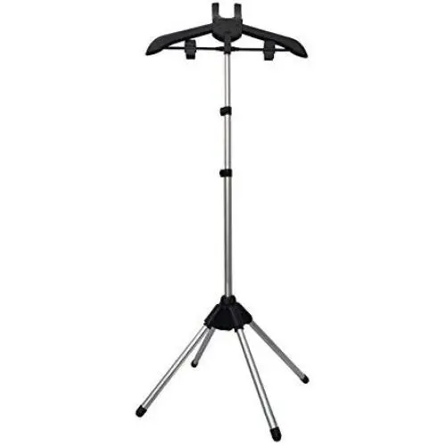 Exttlliy Garment & Drying Rack Garment Hanger/Drying Rack/Handheld Clothes Steamer Holder Ironing Steamer Bracket Telescopic Folding Hanger (Black)