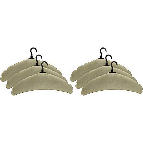 Deluxe Comfort Quick Inflatable Laundry Clothes Allows Further Sepration to Dry Faster - Deflates for Compact Storage and Travel - Curved Edges Prevent Hanger Crease, 6 Pack, Tan