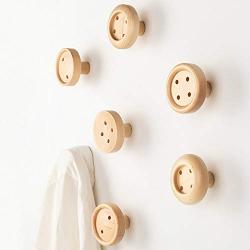 Nordic Wooden Dot Hooks Screws Shape Wall Clothes Hanger Buttons Shape Coat Rack for Bag Home Decorative Clothes Rack,3Pcs-Set