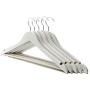 BIBIBA 5Pcs Wooden Hanger Anti Slip Clothes Coat Garment Suit Shirt Trouser Rack White 44.5 X 22.5Cm,