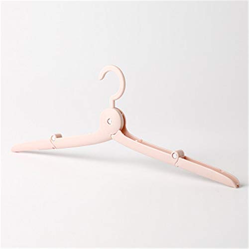 MIJOGO 10PCS Portable Folding Clothes Hangers Clothes Drying Rack Anti-Slip Grooves Mini Foldable Hanger for Travel,Pink