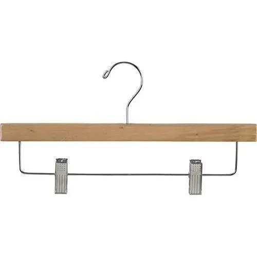 The Great American Hanger Company Wooden Pant Hanger w/Adjustable Cushion Clips, Boxes of 50 Flat Wood Bottom Hangers w/Natural Finish and Chrome Swivel Hook for Jeans Slacks or Skirt The Great American Hanger Company Wooden Pant Hanger w/Adjustable Cushion Clips, Boxes of 50 Flat Wood Bottom Hangers w/Natural Finish and Chrome Swivel Hook for Jeans Slacks or Skirt
