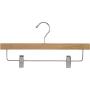 The Great American Hanger Company Wooden Pant Hanger w/Adjustable Cushion Clips, Boxes of 50 Flat Wood Bottom Hangers w/Natural Finish and Chrome Swivel Hook for Jeans Slacks or Skirt