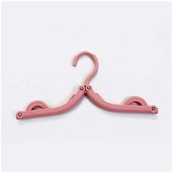 QKKstore Adjustable Fold Hang Plastic Hook Portable Fold Hanger Clothes Pegs Travel Space Saving Wardrobe Cloth Hanger Foldable 1Pc,Pink