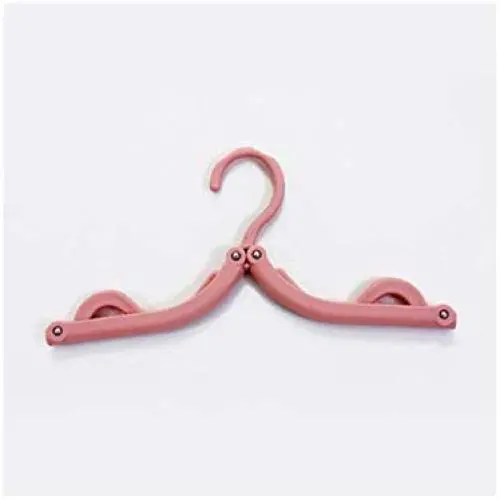 QKKstore Adjustable Fold Hang Plastic Hook Portable Fold Hanger Clothes Pegs Travel Space Saving Wardrobe Cloth Hanger Foldable 1Pc,Pink