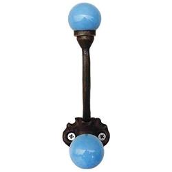 Indianshelf Handmade 1 Artistic Vintage Turquoise Iron Solid Coat Hooks Hangers/Key Holder Wall Mount