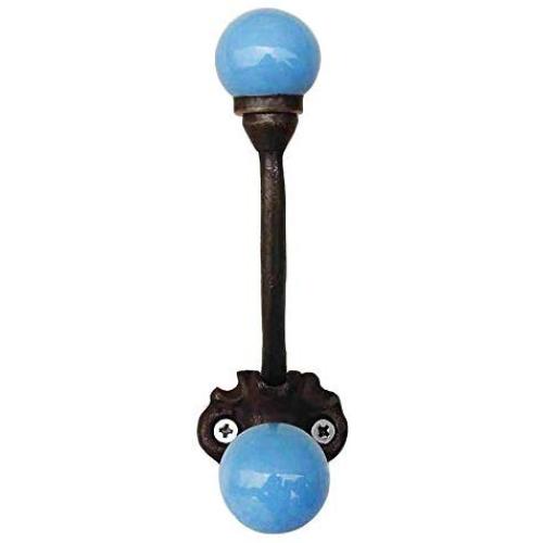 Indianshelf Handmade 1 Artistic Vintage Turquoise Iron Solid Coat Hooks Hangers/Key Holder Wall Mount