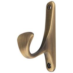 Amazon Basics Wall Mounted Contemporary Metal Single Coat Hooks - Antique Brass, 5-Pack