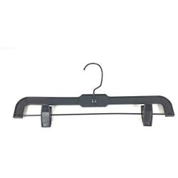 THE UM24 12 Pack Black Slack Pant/Skirt Hangers with Clips ? Cloth Bottom Hanger