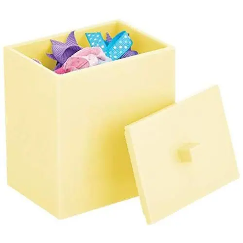 mDesign Modern Square Nursery Countertop Storage Organizer Canister Jar for Cotton Swabs, Rounds, Balls, Pacifiers, Nail Clippers, Medicine Droppers, Brushes and Combs - Light Yellow mDesign Modern Square Nursery Countertop Storage Organizer Canister Jar for Cotton Swabs, Rounds, Balls, Pacifiers, Nail Clippers, Medicine Droppers, Brushes and Combs - Light Yellow