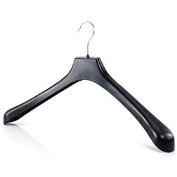 HANGERWORLD 5 Black 19.7inch Plastic Coat Jacket Clothes Garment Top Hangers 1.96inch Wide Broad Shoulder Support