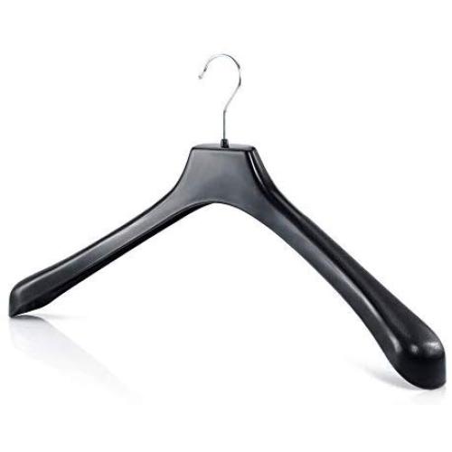HANGERWORLD 5 Black 19.7inch Plastic Coat Jacket Clothes Garment Top Hangers 1.96inch Wide Broad Shoulder Support
