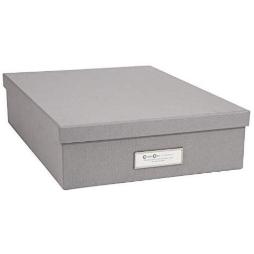 Bigso Oskar Fiberboard Label Frame Document Letter Box, 3.3 x 10.2 x 13.8 in, Grey