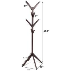 Coat Rack Tree Stand Clothes Holder Hat Hanger Hall Stand Umbrella Wood New