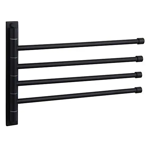 Swivel Towel Bar SUS 304 Stainless Steel 4-Arm Bathroom Swing Hanger Towel Rack Holder Storage Organizer Space Saving Wall Mount Matte Black Swivel Towel Bar SUS 304 Stainless Steel 4-Arm Bathroom Swing Hanger Towel Rack Holder Storage Organizer Space Saving Wall Mount Matte Black