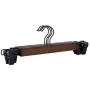LYUS Wooden Clothes Skirt Hangers with Adjustable Clips (Pack of 10) Non-Slip Trouser Hanger Walnut Wood Pants Hangers, 360 Degree Swivel Hook for Skirts, Jeans, Slacks, Pants, 13 inch